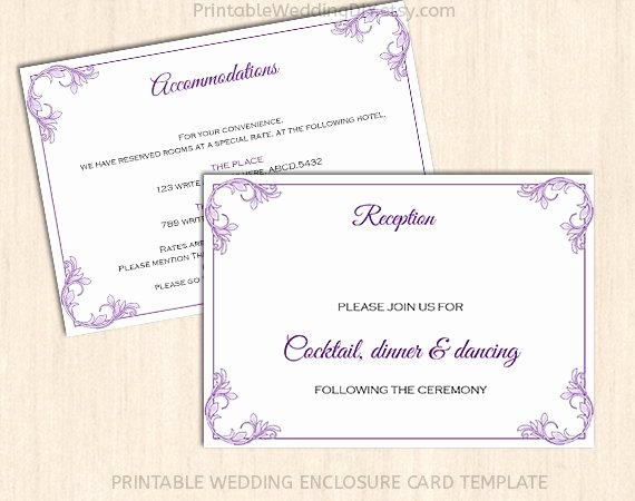Wedding Direction Card Template Fresh Printable Wedding Enclosure Card Template Wedding Insert