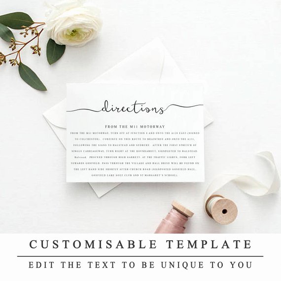 Wedding Direction Cards Template Awesome Printable Wedding Directions Template Wedding Insert Cards