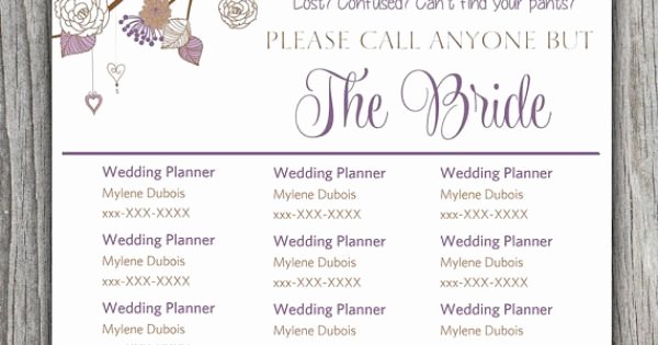 Wedding Information Card Template Awesome Heart String Rustic Please Call Anyone but the Bride