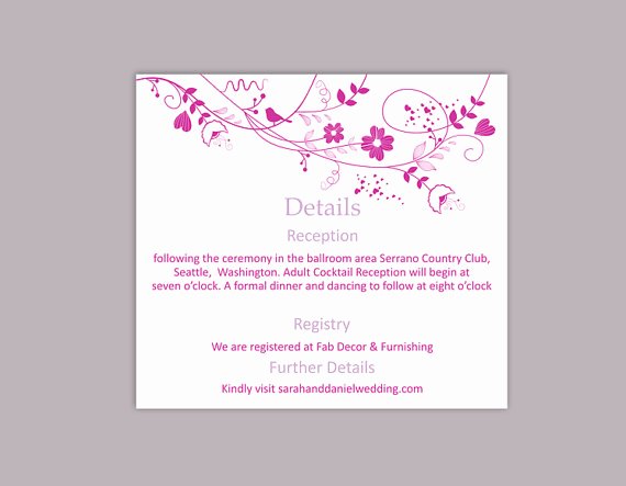 Wedding Information Card Template Fresh Diy Wedding Details Card Template Editable Text Word File