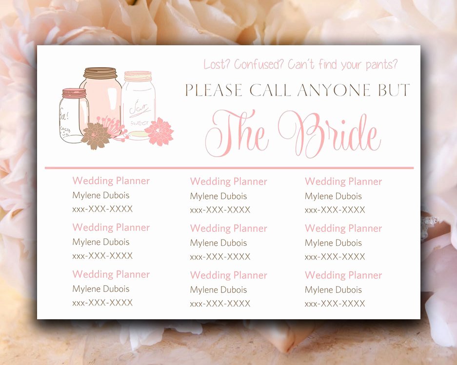 Wedding Information Card Template Luxury Diy Wedding Information Card Template Please Call Anyone