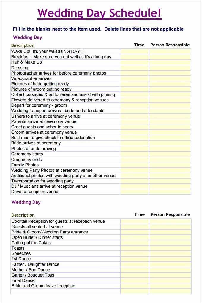Wedding Itinerary Template Free Awesome Wedding Schedule Template – 25 Free Word Excel Pdf Psd