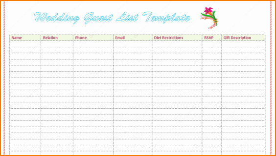 Wedding List Excel Template Elegant 5 Wedding Guest List Template Excel