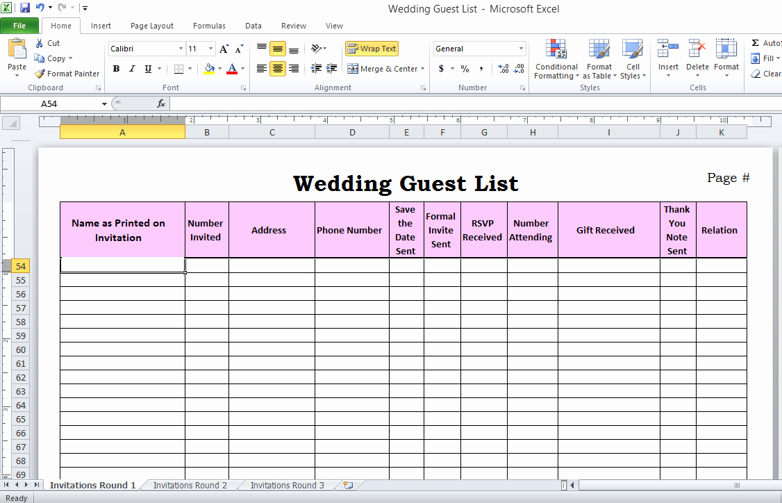 Wedding List Excel Template Unique Wedding Guest List Manager