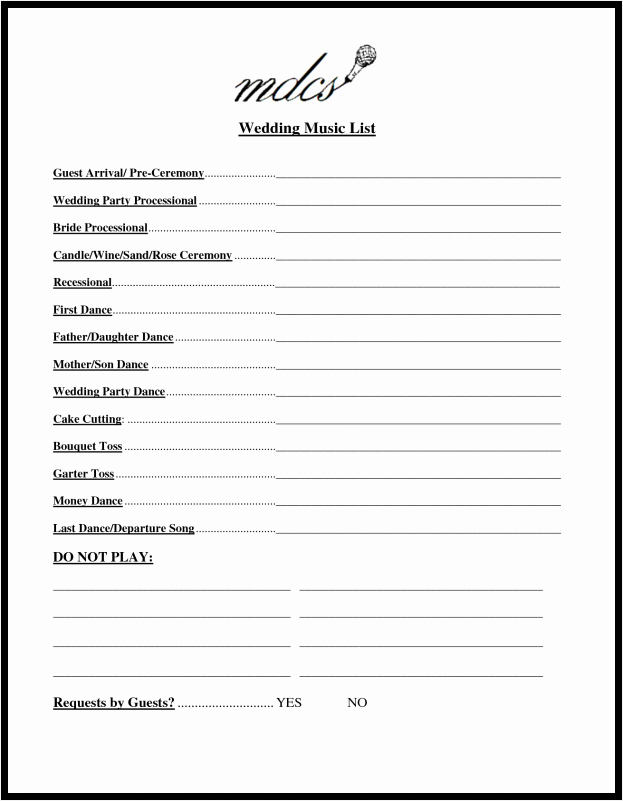 Wedding Music List Template Lovely Bridal Party List Template Mughals