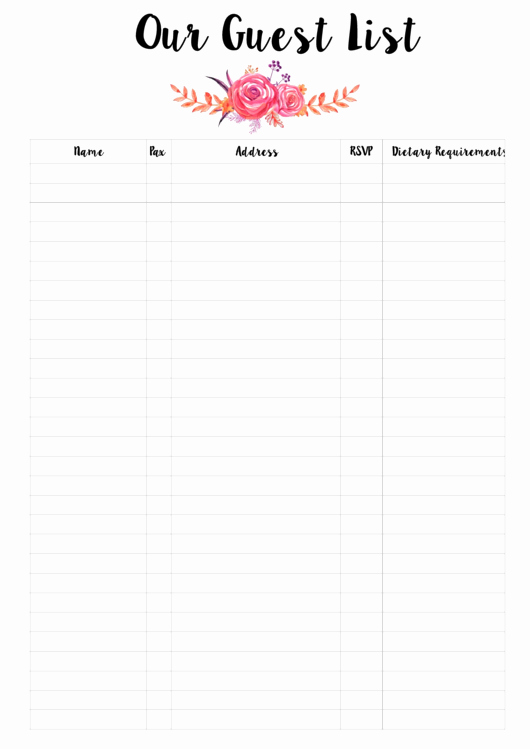 Wedding Party List Template Beautiful This Free Printable Wedding Guest List Templates Will Help