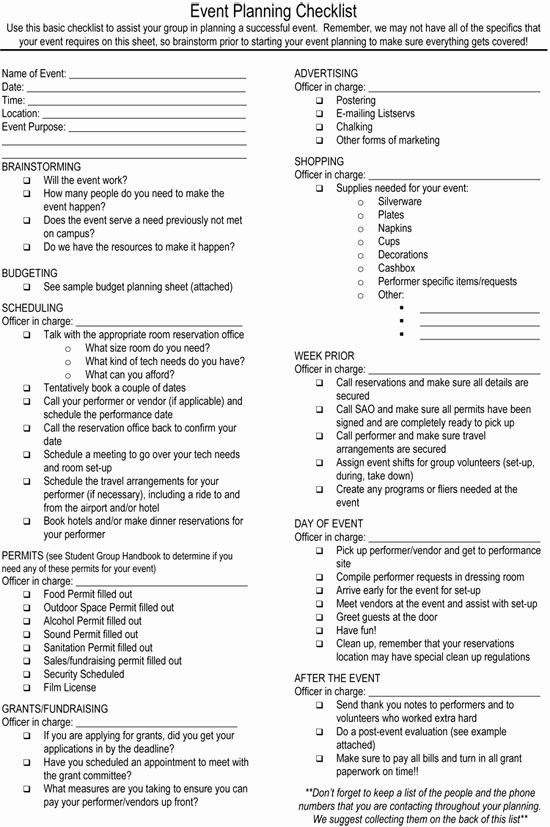 Wedding Planner Questionnaire Template Elegant 10 event Planning Checklist Samples for Any Type Of event