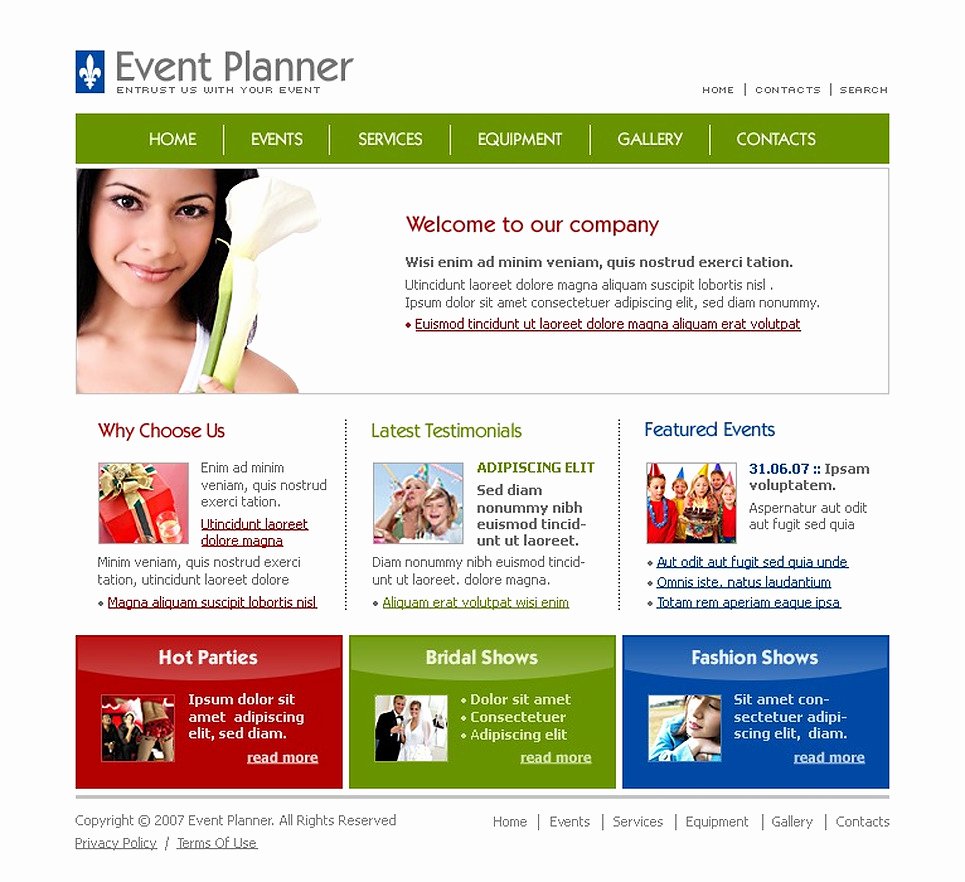 Wedding Planner Website Template Lovely event Planner Website Template