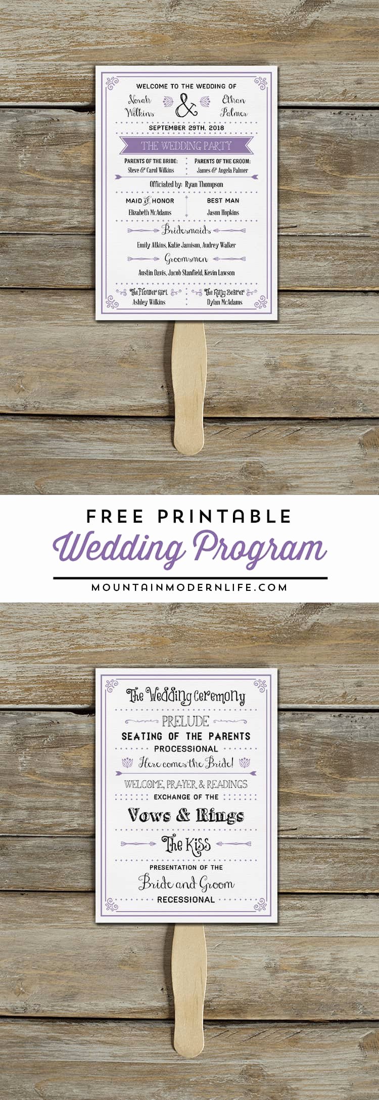 Wedding Program Fans Template Fresh Free Printable Wedding Program