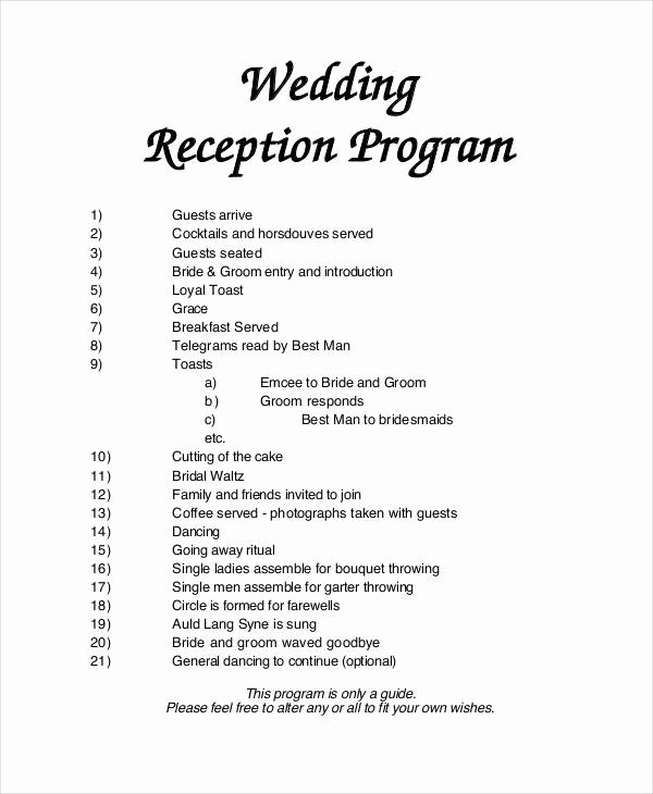 Wedding Reception Program Template Lovely 6 Wedding Programs – Free Sample Example format