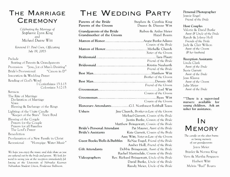 Wedding Reception Programme Template Lovely Wedding Program Wording Example Free Template – Collectqt