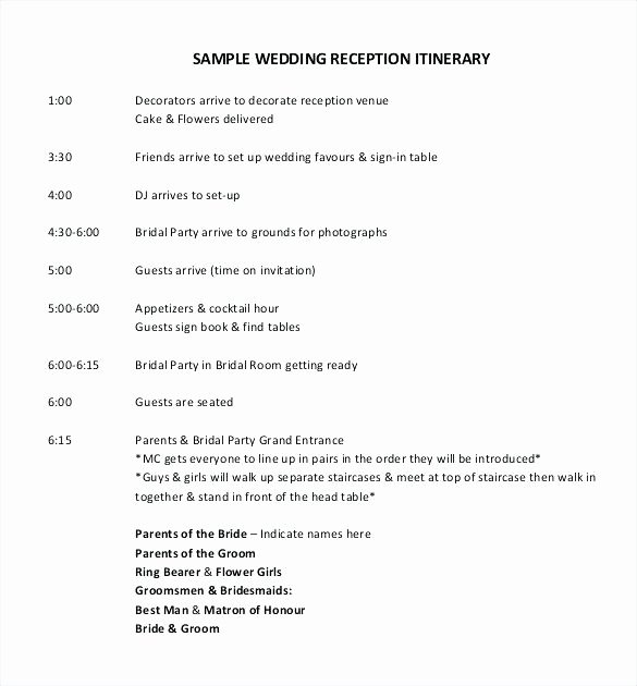 Wedding Reception Programme Template Luxury Wedding Reception Program Template format Examples Sample