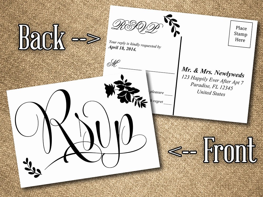 Wedding Rsvp Cards Template Elegant Diy Wedding Rsvp Postcard Word Template Vintage Romance