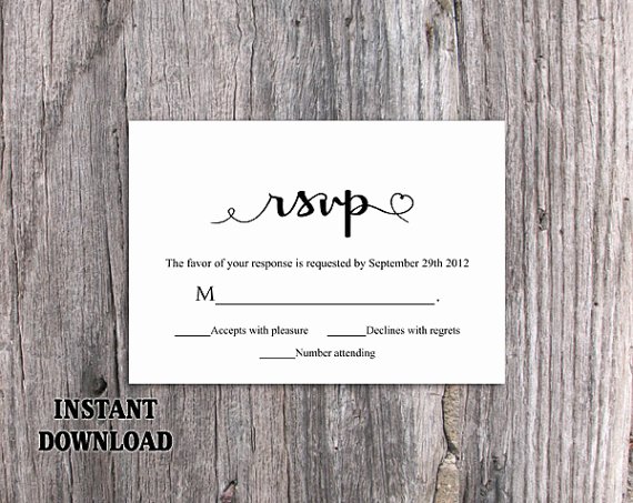 Wedding Rsvp Postcards Template Luxury Diy Wedding Rsvp Template Editable Word File Instant
