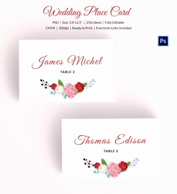 Wedding Table Cards Template New 25 Wedding Place Card Templates