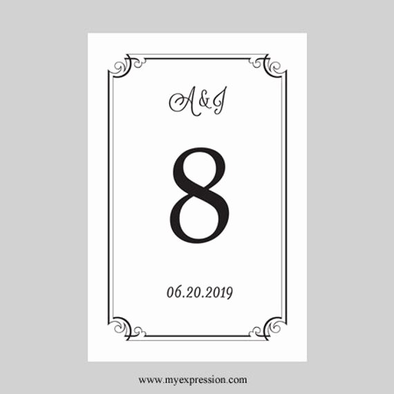 Wedding Table Number Template Unique Wedding Table Number Card Template 4x6 Flat Black ornate