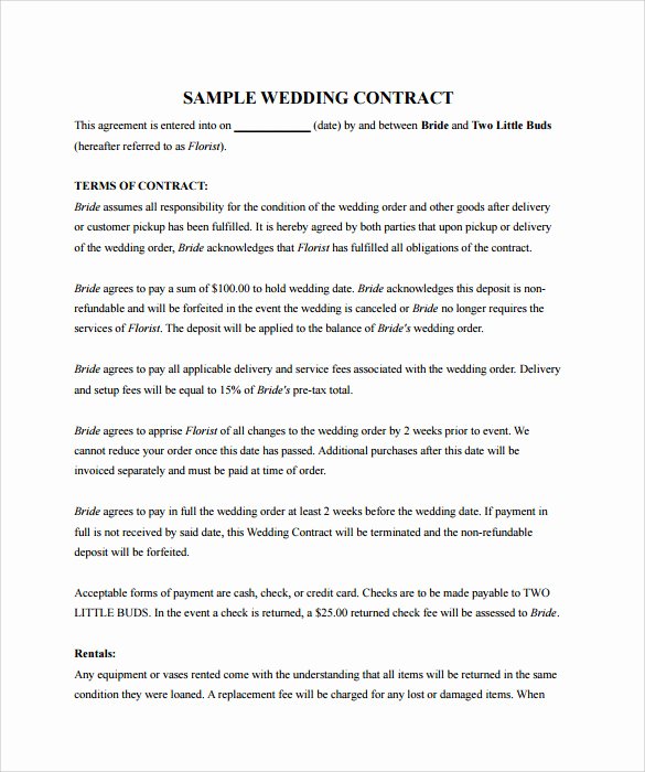 Wedding Video Contract Template Fresh 21 Wedding Contract Samples