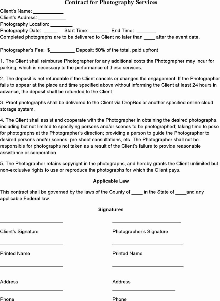 Wedding Video Contract Template Fresh Best 25 Graphy Contract Ideas On Pinterest
