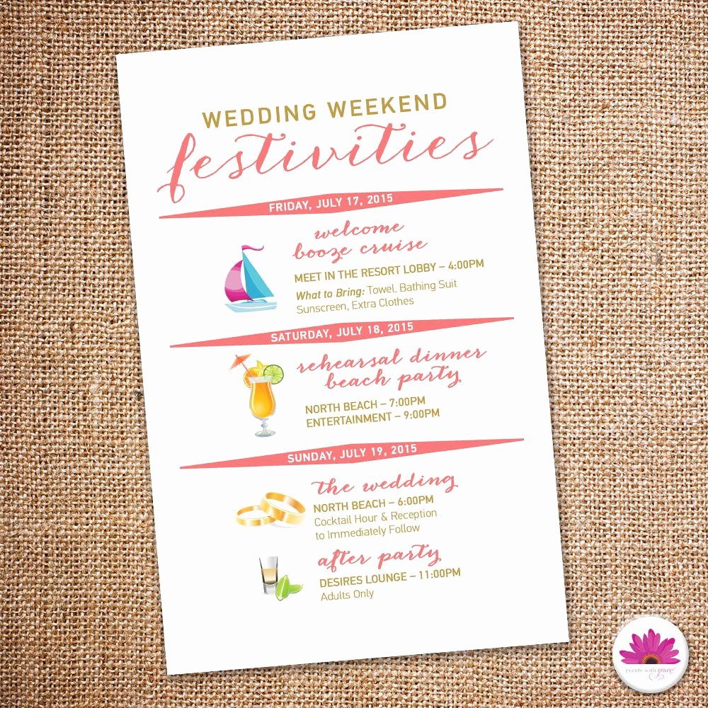 Wedding Weekend Itinerary Template Unique Destination Wedding Weekend Itinerary Beach Wedding Day Time