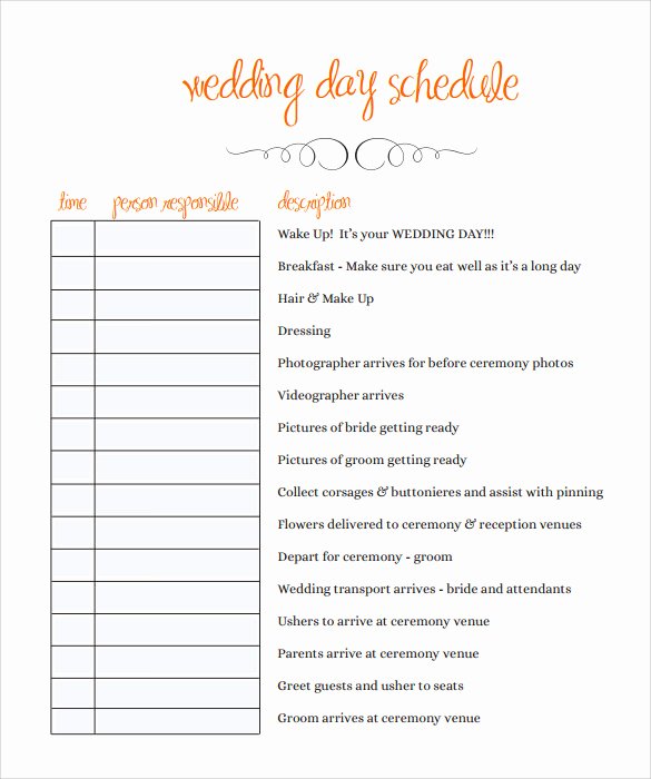 Wedding Weekend Timeline Template Lovely 10 Wedding Schedule Samples