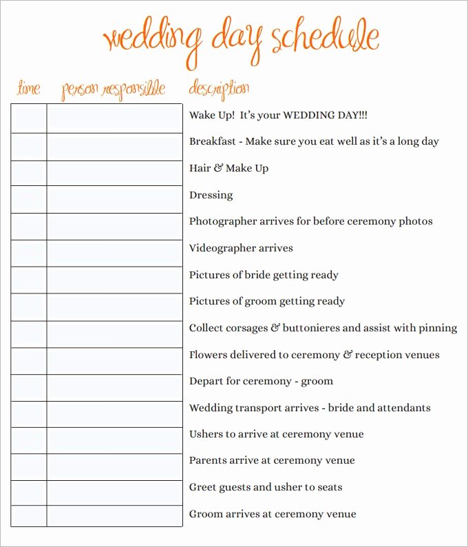 Wedding Weekend Timeline Template Unique Wedding Schedule Templates – 29 Free Word Excel Pdf