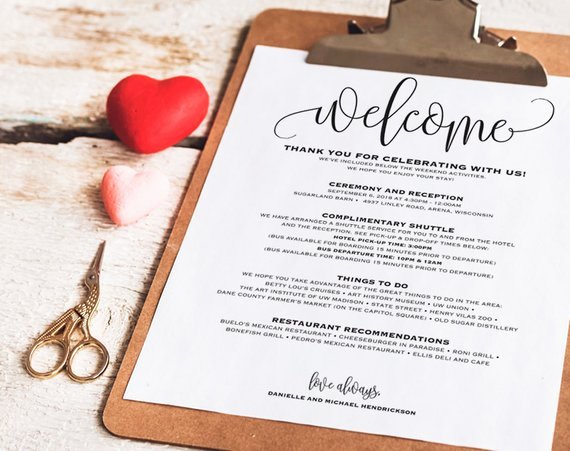 Wedding Welcome Letter Template Inspirational Wedding Itinerary Wel E Bag Printable Itinerary Wel E