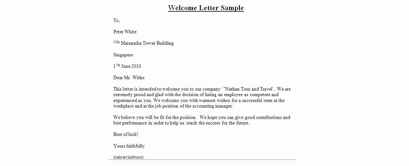 Wedding Welcome Letter Template Unique Sample Wel E Letter