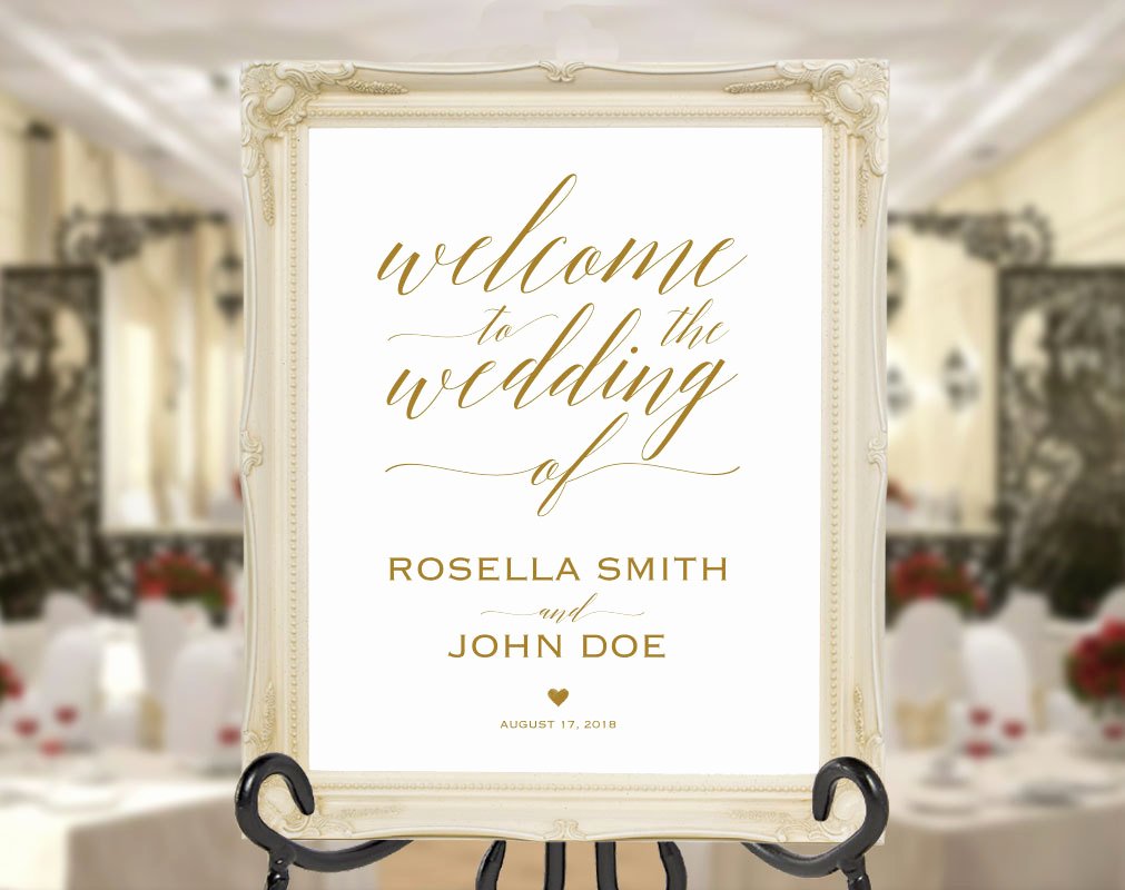 Wedding Welcome Sign Template Elegant Gold Wedding Wel E Sign Template Wel E to Our Wedding