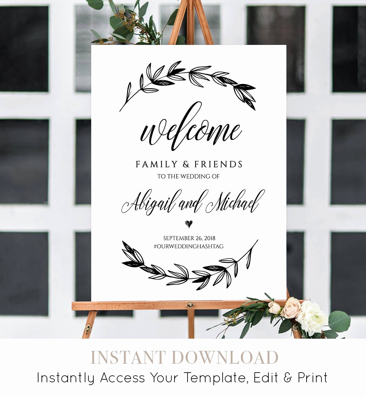 Wedding Welcome Sign Template Elegant Wedding Wel E Sign Template Printable Poster