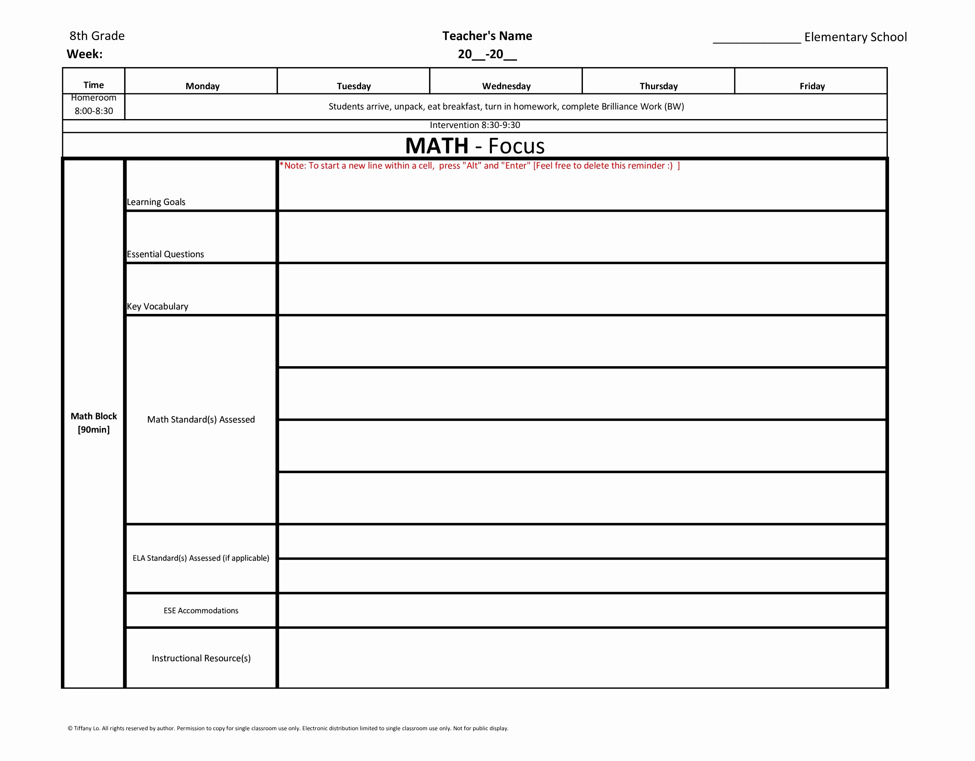 Week Lesson Plan Template Lovely 10 Weekly Lesson Plan Templates for Elementary Teachers