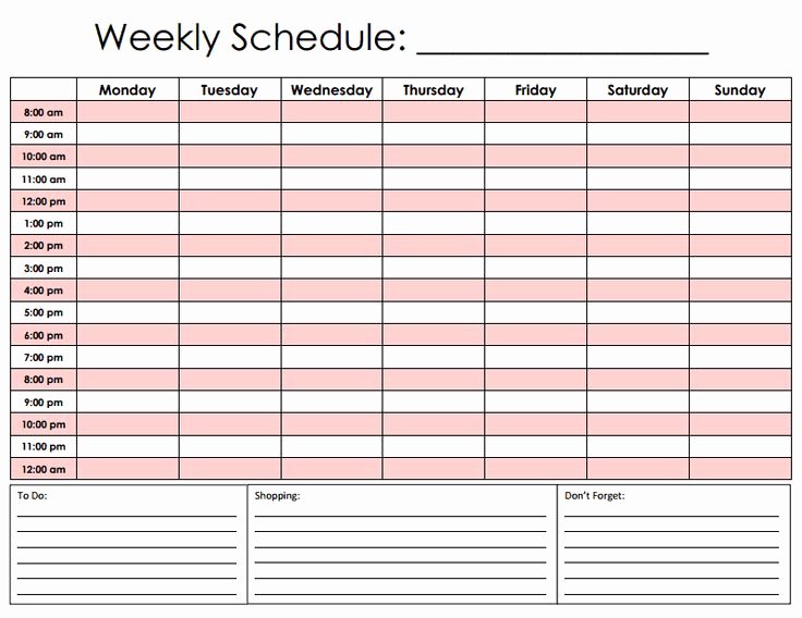Week Schedule Template Pdf Best Of Hourly Schedule Pdf for the Home