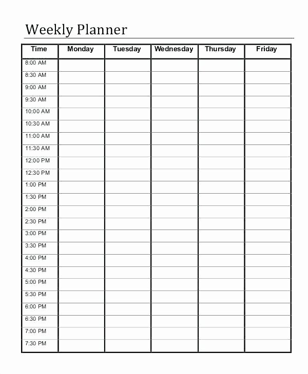 Week Schedule Template Pdf Inspirational Weekly Planner Template Free Printable for Excel Editable