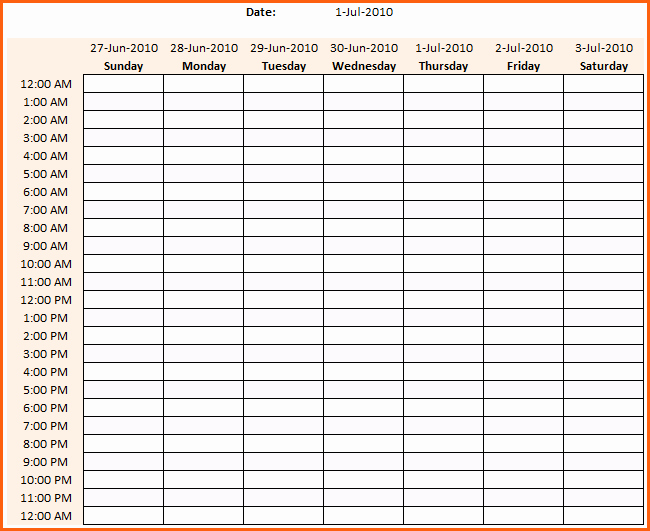 Week Schedule Template Pdf New Hourly Schedule Template Excel