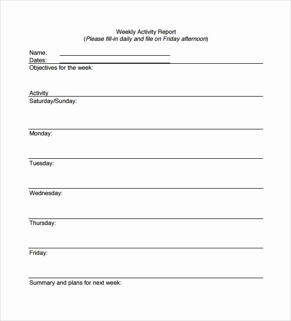 Weekly Activities Report Template Fresh 17 Sample Weekly Activity Reports Pdf Word Apple