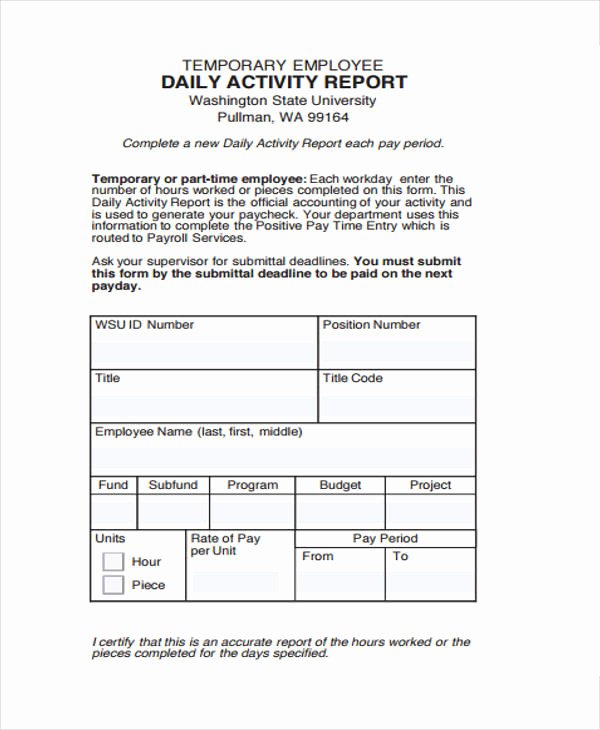 Weekly Activities Report Template Unique 12 Sample Activity Reports Pdf Word Pages