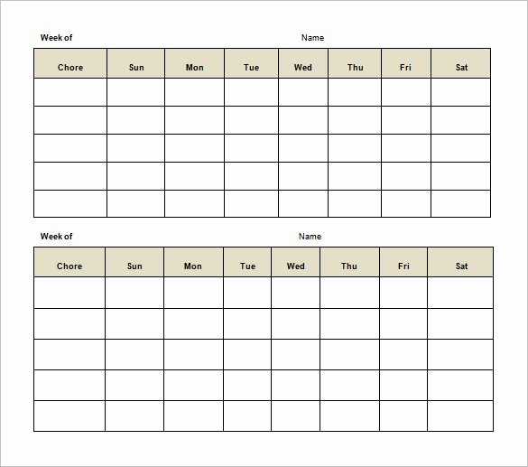 Weekly Chore Chart Template Beautiful 11 Sample Weekly Chore Chart Template Free Sample
