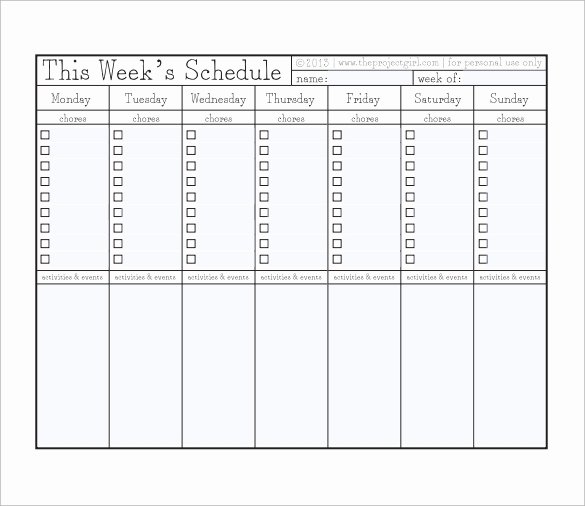 Weekly Chore Chart Template Best Of 10 Sample Chore Chart Templates