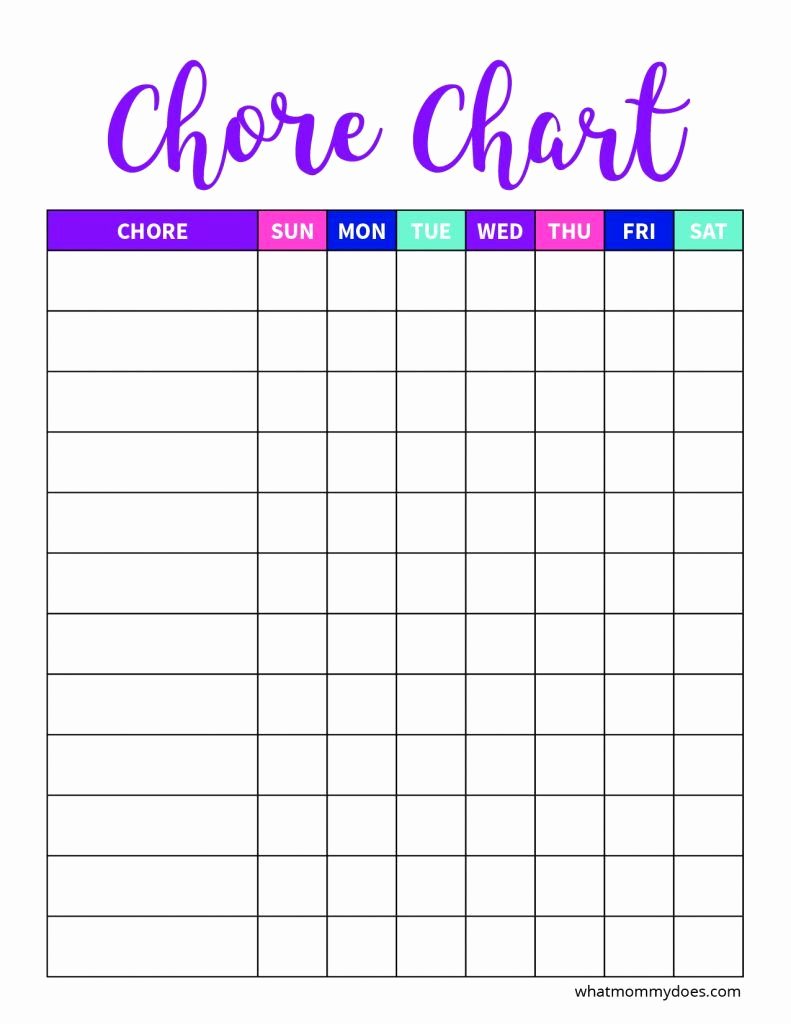 Weekly Chore Chart Template Elegant Free Blank Printable Weekly Chore Chart Template for Kids