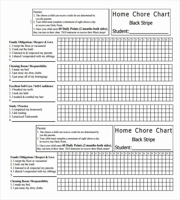 Weekly Chore Chart Template Fresh 30 Weekly Chore Chart Templates Doc Excel