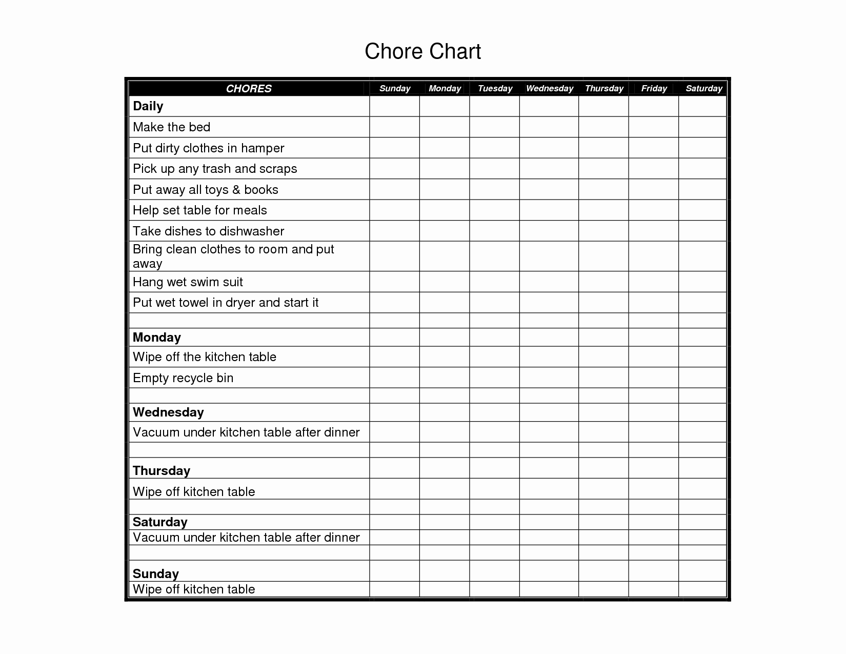 Weekly Chore Chart Template Fresh 5 Best Of Non Profit Blank organizational Charts