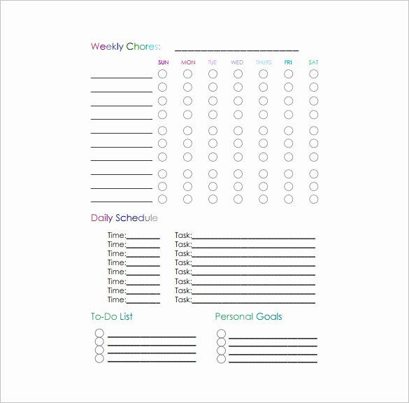 Weekly Chore Chart Template Fresh Weekly Chore Chart Template 24 Free Word Excel Pdf