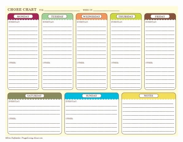 Weekly Chore Chart Template Lovely Free Printable Chore Charts for Kids and the whole Family
