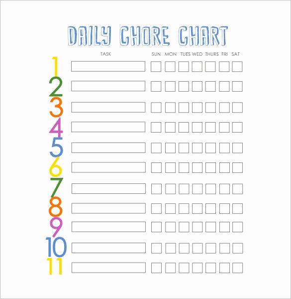 Weekly Chore Chart Template Luxury Family Chore Chart Template – 13 Free Sample Example