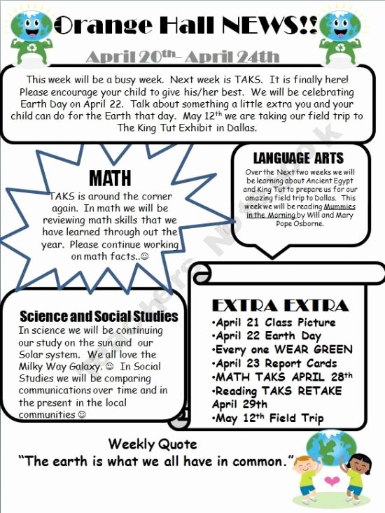 Weekly Classroom Newsletter Template Awesome 1000 Images About Teaching Newsletter On Pinterest