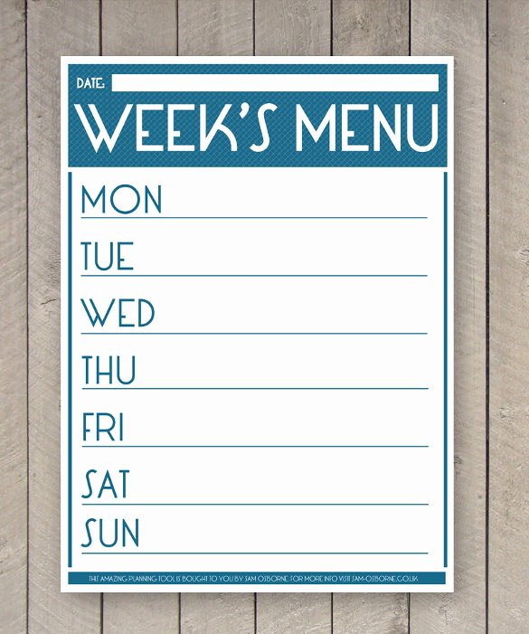 Weekly Dinner Menu Template Inspirational 31 Menu Planner Templates Free Sample Example format