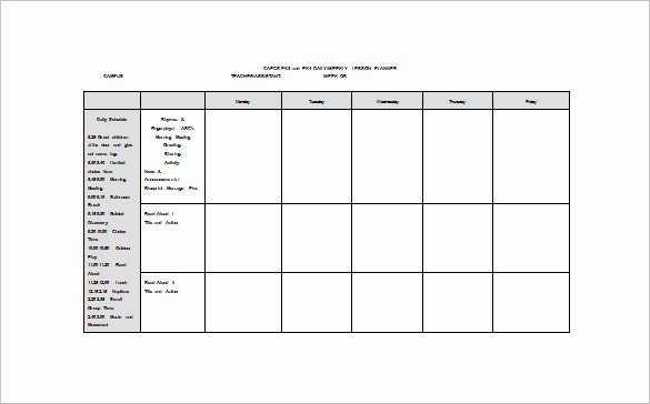 Weekly Lesson Plan Template Beautiful Weekly Lesson Plan Template 9 Free Sample Example