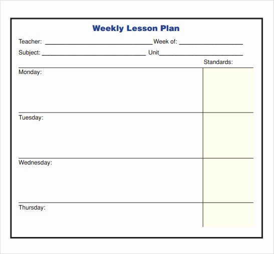 Weekly Lesson Plan Template Best Of 10 Sample Lesson Plans