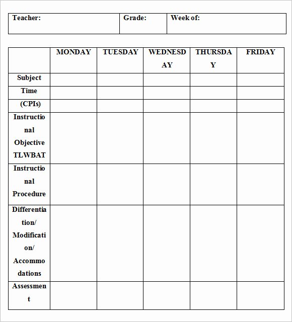 Weekly Lesson Plans Template Fresh 8 Weekly Lesson Plan Samples