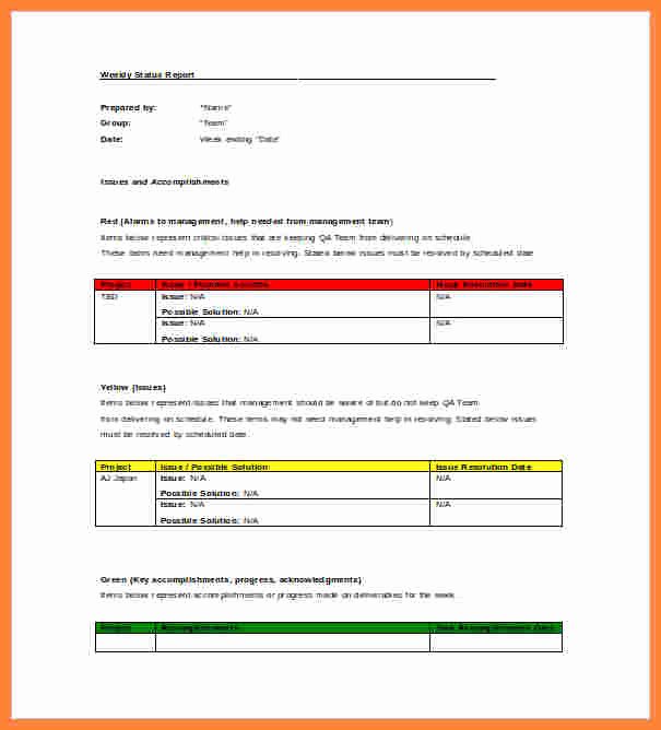 Weekly Management Report Template Unique 8 Weekly Progress Report Template Project Management