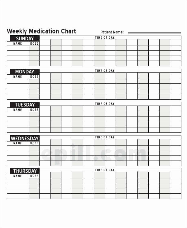 Weekly Medication Schedule Template Fresh 34 Time Chart Samples